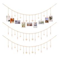 Display fotográfico KLOGTSIND, 3 peças de decoração de parede com 9 clipes e corações