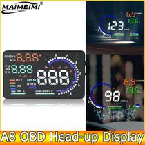 Display HUD Para Carro A8 OBD2 EOBD Projetor De Para-brisa Velocímetro LED Medidor De Temperatura Da