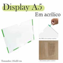 Display Parede Quadro Avisos Porta Folha A5 Acrílico horiz