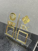 Display Placa Pix E Wi-fi Para Pagamento Qr Code. Acrílico transparente detalhe dourado