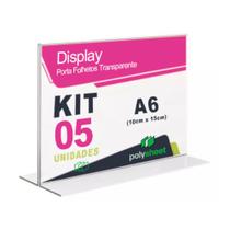 Display Porta Folheto de Mesa Balcão Toten Em Acrílico PS A6 Horizontal Formato T Display Porta Folheto de Mesa Balcão Toten Em Acrílico PS A6 Horizontal Formato T