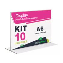 Display Porta Folheto de Mesa Balcão Toten Em Acrílico PS A6 Horizontal Formato T Display Porta Folheto de Mesa Balcão Toten Em Acrílico PS A6 Horizontal Formato T