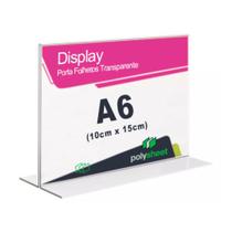 Display Porta Folheto de Mesa Balcão Toten Em Acrílico PS A6 Horizontal Formato T Display Porta Folheto de Mesa Balcão Toten Em Acrílico PS A6 Horizontal Formato T