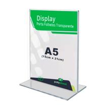 Display Porta Folheto Tamanho A5 Formato T Vertical Em Acrílico Display Porta Folheto Tamanho A5 Formato T Vertical Em Acrílico