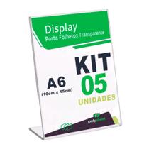 Display Porta Folheto Toten Acrílico PS Tamanho A6 Formato L