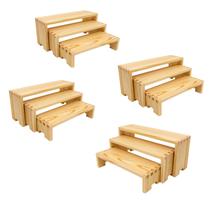 Display Risers de madeira Yikaroeli 3 Tier 4, conjunto de 12 peças Display Risers de madeira Yikaroeli 3 Tier 4, conjunto de 12 peças