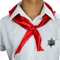 Distintivo De Xerife Estrela Com Lenço Vermelho Para Pescoço - Fantasia Fácil e Prática