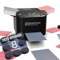 Distribuidor e embaralhador automático de cartas Dealtron para 2 baralhos, rotação 360, recarregável