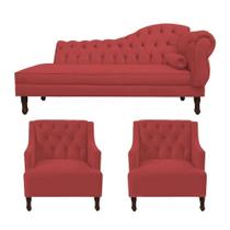 Divã Cancun 185cm Esquerdo +2 Poltronas Genesis Vermelho - Topázio Decor