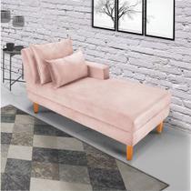 Divã Chaise Chloe 160 cm Veludo Pés Chanfrado Castanho M11 - D'Rossi
