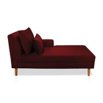 Divã Chaise Jade 1,60 Cm Pés chanfrado Suede Vinho