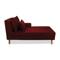 Divã Chaise Jade 1,60 Cm Pés chanfrado Veludo Vinho Bordo