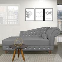 Divã Chesterfield 165 cm Capitonado com Strass Suede Grafite M11 - D'Rossi Divã Chesterfield 165 cm Capitonado com Strass Suede Grafite M11 - D'Rossi