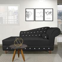 Divã Chesterfield 165 cm Capitonado com Strass Suede Preto M11 - D'Rossi Divã Chesterfield 165 cm Capitonado com Strass Suede Preto M11 - D'Rossi