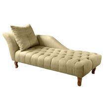 Divã Chesterfield Anna Recamier 160cm Via Encanto Veludo Bege Areia Lado Esquerdo