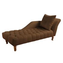 Divã Chesterfield Anna Recamier 160cm Via Encanto Veludo Marrom Lado Direito