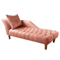 Divã Chesterfield Anna Recamier 160cm Via Encanto Veludo Rosê Lado Esquerdo