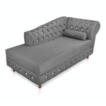 Divã Chesterfield Capitonado Grafite com Strass Suede Drossi Divã Chesterfield Capitonado Grafite com Strass Suede Drossi