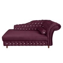 Divã Chesterfield Juliette 160 Cm Pés Chanfrado Suede Vinho