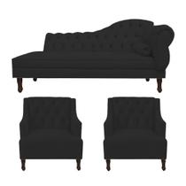 Divã larissa 160cm lado direito + 2 poltronas genesis suede preto Divã larissa 160cm lado direito + 2 poltronas genesis suede preto