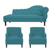 Divã larissa 185cm lado direito + 2 poltronas genesis suede azul turquesa Divã larissa 185cm lado direito + 2 poltronas genesis suede azul turquesa