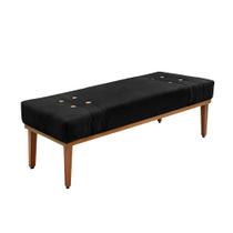 Divã Recamier Banco Base Madeira para Quarto Gênova 160cm Suede Preto S04 - D'Rossi