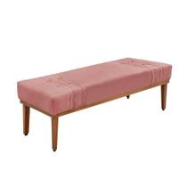 Divã Recamier Banco Base Madeira Para Quarto Gênova 160cm Veludo S04 - D'rossi Cor Rosa