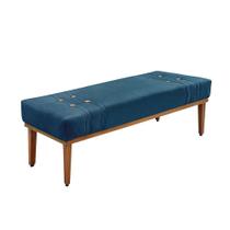 Divã Recamier Banco Base Madeira Para Quarto Gênova 195cm Veludo S04 - D'rossi Cor Azul Marinho