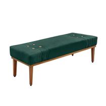 Divã Recamier Banco Base Madeira Para Quarto Gênova 195cm Veludo Verde S04 - D'rossi