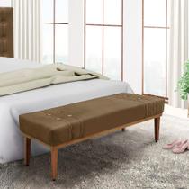 Divã Recamier Banco Base Madeira para Quarto Gênova 90cm Suede S04 - D'Rossi