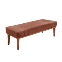 Divã Recamier Banco Base Madeira para Quarto Gênova 90cm Veludo Cobre S04 - D'Rossi