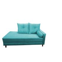 Divã Recamier Berlim 1,80 cm Lado Direito Suede Azul Turqueza