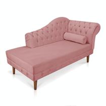 Divã Recamier Capitonê Mônaco 165 cm Suede Rose Pés Chanfrado- D'Rossi - DRossi