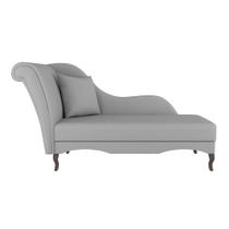 Divã Recamier Chaise Longue Valentina Clássico com Pés de Madeira Linho Cinza - Abmaza