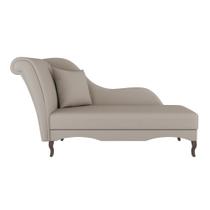 Divã Recamier Chaise Longue Valentina Clássico com Pés de Madeira Suede Bege - Abmaza