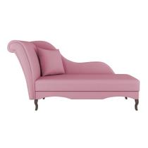 Divã Recamier Chaise Longue Valentina Clássico com Pés de Madeira Suede Rosa - Abmaza Divã Recamier Chaise Longue Valentina Clássico com Pés de Madeira Suede Rosa - Abmaza
