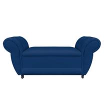 Divã Recamier Com baú Grécia 1,55 Cm Suede Azul Marinho