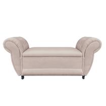 Divã Recamier Com Baú Grécia 1,55 Cm Suede Bege