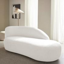 Divã Recamier Curvo Luna 140cm Lado Direito Bouclé Branco - Amarena Móveis