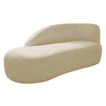 Divã Recamier Curvo Luna 140cm Lado Esquerdo Suede Bege - Amarena Móveis