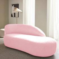 Divã Recamier Curvo Luna 160cm Lado Direito Suede Rosa Bebe - Amarena Móveis
