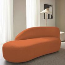 Divã Recamier Curvo Luna 160cm Lado Esquerdo Suede Terracota - Amarena Móveis
