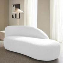 Divã Recamier Curvo Luna 185cm Lado Direito Suede Branco
