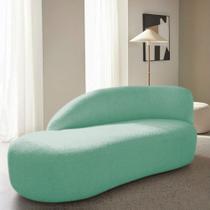 Divã Recamier Curvo Luna 185cm Lado Esquerdo Suede Azul Ciano - Amarena Móveis