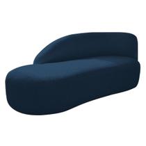 Divã Recamier Curvo Luna 185cm Lado Esquerdo Suede Azul Marinho