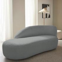Divã Recamier Curvo Luna 185cm Lado Esquerdo Suede Cinza