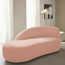 Divã Recamier Curvo Luna 185cm Lado Esquerdo Suede Rose