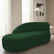 Divã Recamier Curvo Luna 185cm Lado Esquerdo Suede Verde