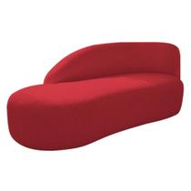 Divã Recamier Curvo Luna 185cm Lado Esquerdo Suede Vermelho