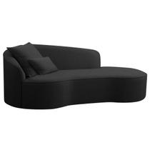 Divã Recamier Curvo Sala de Estar Inglaterra Lado Direito 180cm Bouclé Preto - INCASA DECOR Divã Recamier Curvo Sala de Estar Inglaterra Lado Direito 180cm Bouclé Preto - INCASA DECOR